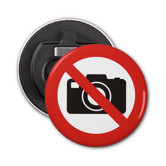 Geen foto's toegestaan button flesopener (Voorkant)