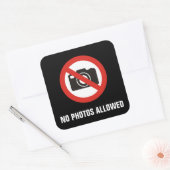Geen foto's toegestaan vierkante sticker (Envelop)