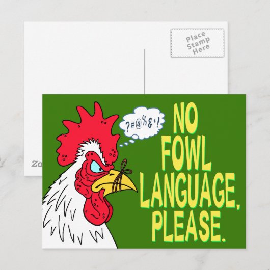 Geen Fowl-taal Briefkaart (Voorkant / Achterkant)