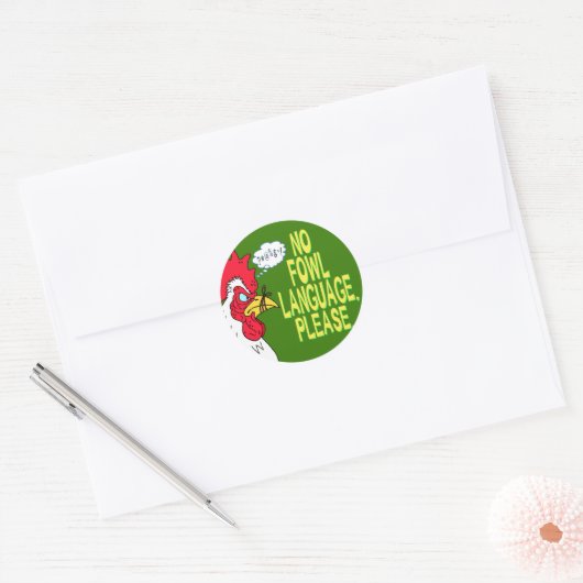 Geen Fowl-taal Ronde Sticker (Envelop)