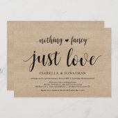 Geen franje, gewoon liefde, hout, trouwen kaart (Voorkant / Achterkant)