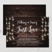 Geen franje, gewoon liefde, String Lights Trouwen Kaart (Voorkant / Achterkant)