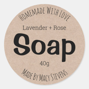 Geen franjes Eenvoudige bruine kraftpapier zeepeti Ronde Sticker