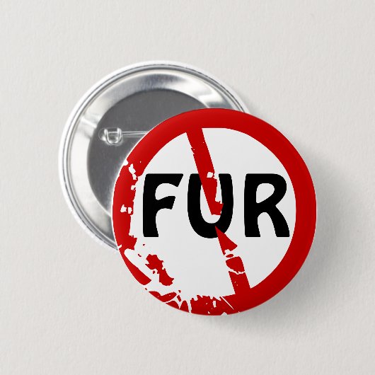 GEEN FUR! RONDE BUTTON 5,7 CM (Voorkant /achterkant)