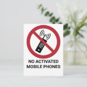 Geen geactiveerde mobiele telefoons, verbodsbord briefkaart (Staand voorkant)