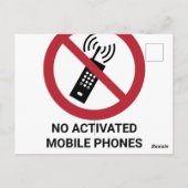 Geen geactiveerde mobiele telefoons, verbodsbord briefkaart (Achterkant)
