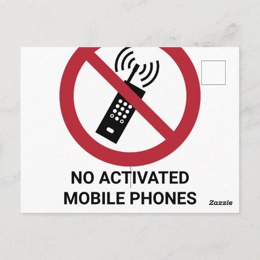 Geen geactiveerde mobiele telefoons, verbodsbord briefkaart (Achterkant)