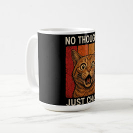 Geen Gedachten Alleen Chaos Oranje Kat Meme Design Koffiemok