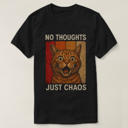 Geen Gedachten Alleen Chaos Oranje Kat Meme Design T-shirt