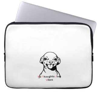 Geen Gedachten Alleen Vibes Grappige Hond Meme Des Laptop Sleeve