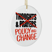 Geen gedachten en gebeden maar beleidsverandering keramisch ornament (Rechts)