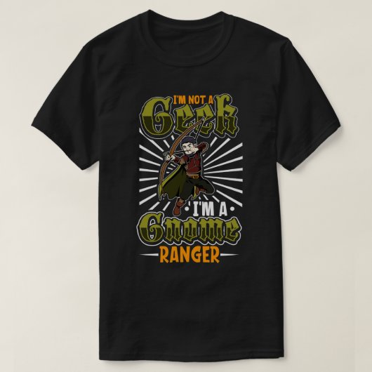 Geen geek D20 Rollenspel Karakter Gnome Ranger T-shirt (Design voorkant)