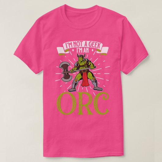 Geen geek D20 Rollenspel Karakter Orc T-shirt (Design voorkant)