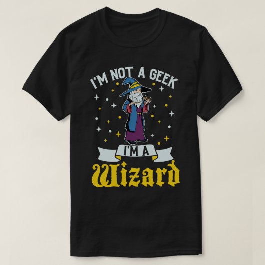 Geen geek D20 Rollenspel Karakter Wizard T-shirt (Design voorkant)