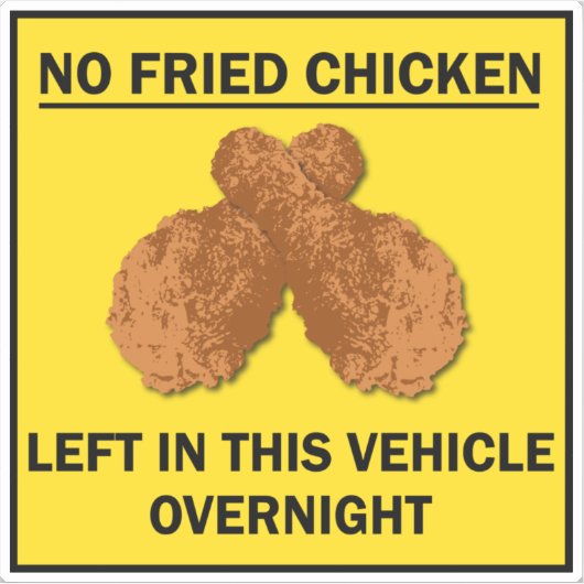 Geen gehuwde kip links in voertuig overnight Funny Sticker (Voorkant)