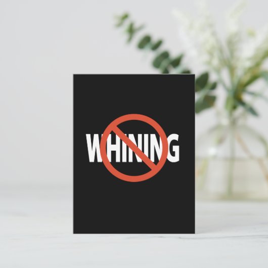 Geen gejank witte tekst zwart briefkaart (Staand voorkant)