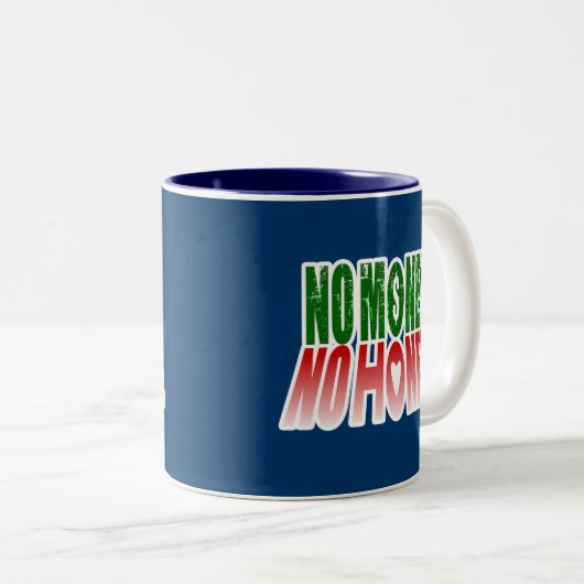 geen geld geen honing tweekleurige koffiemok (Voorkant rechts)