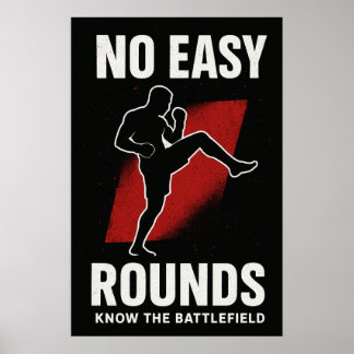 Geen Gemakkelijke Rondes MMA Motivatie Poster
