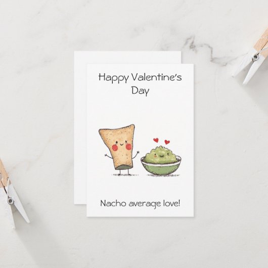"Geen gemiddelde nacho-liefde!" – Grappige en scha Kaart (Voorkant / Achterkant in situ)
