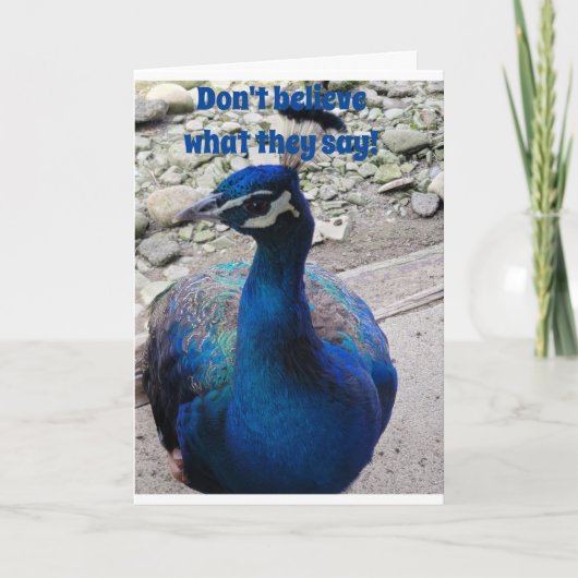 GEEN GEMIDDELDE PEACOCK-VRIENDELIJK EN ZEGT HAPPY  KAART (Voorkant)