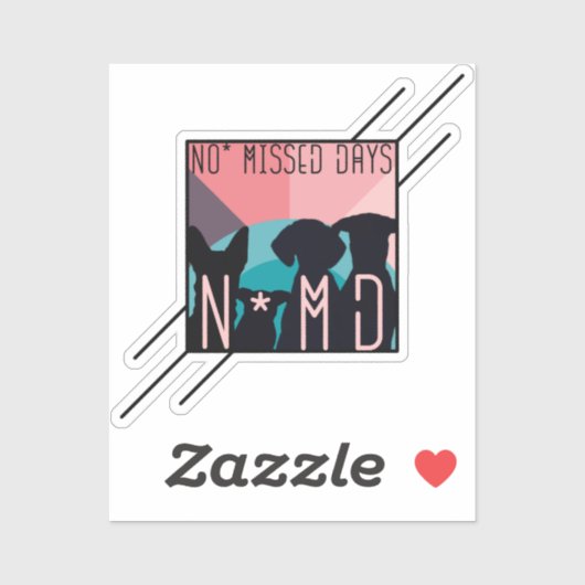 Geen gemiste dagen vierkant ontwerp sticker (Vel)