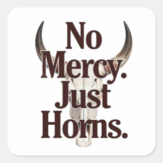 Geen Genade Alleen Hoorns Langhoofd Schedel Brutal Vierkante Sticker