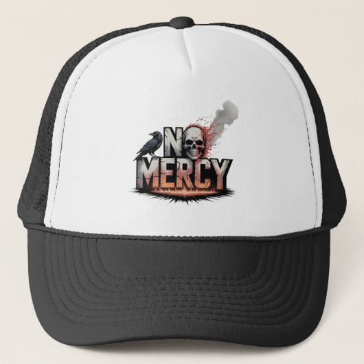 "Geen Genade – Skull & Raven Apocalypse Design" Trucker Pet (Voorkant)