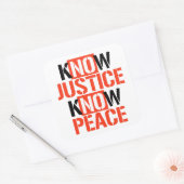 Geen gerechtigheid geen vrede vierkante sticker (Envelop)