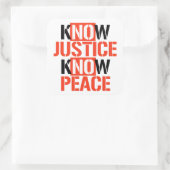 Geen gerechtigheid geen vrede vierkante sticker (Tas)