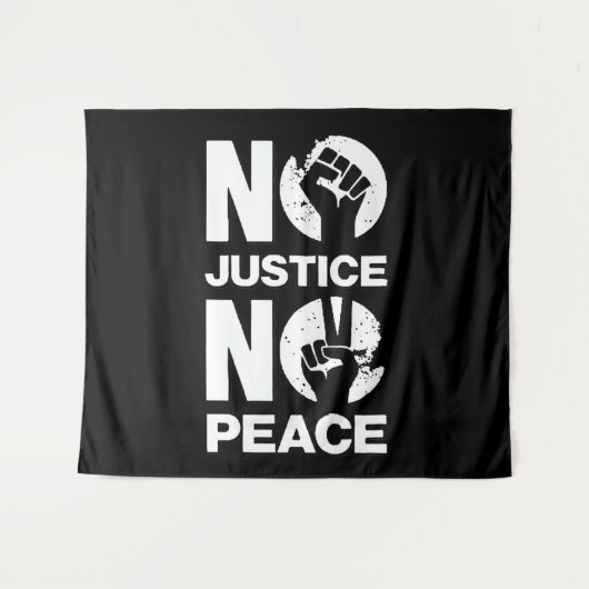 Geen gerechtigheid geen vrede wandkleed (Voorkant (horizontaal))