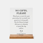Geen geschenken alsjeblieft, bruiloft minimaal scr acryl bord (Voorkant)