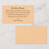 Geen geschenken alsjeblieft, let op huwelijkscadea informatiekaartje (Voorkant / Achterkant)