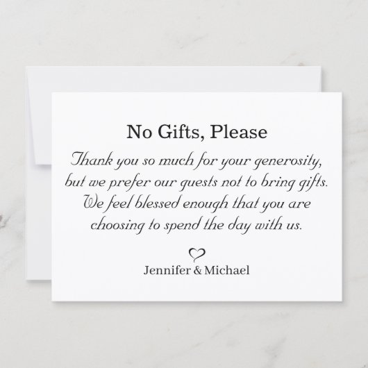 Geen geschenken alstublieft, digitale en gedrukte  feestdagenkaart (Voorkant)