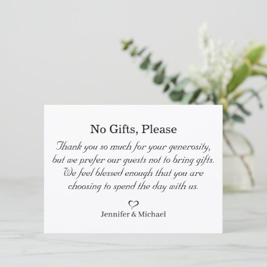 Geen geschenken alstublieft, digitale en gedrukte  feestdagenkaart (Staand voorkant)