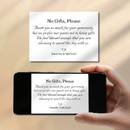 Geen geschenken alstublieft, digitale en gedrukte  feestdagenkaart
