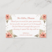Geen geschenken, let op huwelijkscadeaus Bloemen Informatiekaartje (Voorkant)