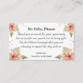 Geen geschenken, let op huwelijkscadeaus Bloemench Informatiekaartje (Voorkant)