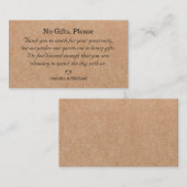 Geen geschenken, let op huwelijkscadeaus Kraft Bro Informatiekaartje (Voorkant / Achterkant)
