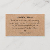 Geen geschenken, let op huwelijkscadeaus Kraft Bro Informatiekaartje (Voorkant)