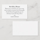 Geen geschenken, let op huwelijkscadeaus minimalis informatiekaartje (Voorkant / Achterkant)