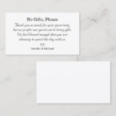 Geen geschenken, let op huwelijkscadeaus minimalis informatiekaartje (Voorkant / Achterkant)