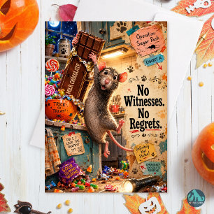 Geen getuigen, geen spijt Grappige rat Halloween Feestdagen Kaart