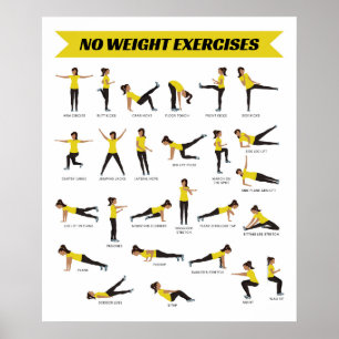 Geen gewichtsoefeningen Fitness Poster - Geel