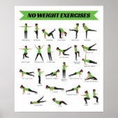 Geen gewichtsoefeningen Fitness Poster - Groen (Voorkant)