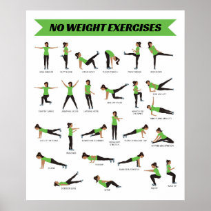 Geen gewichtsoefeningen Fitness Poster - Groen