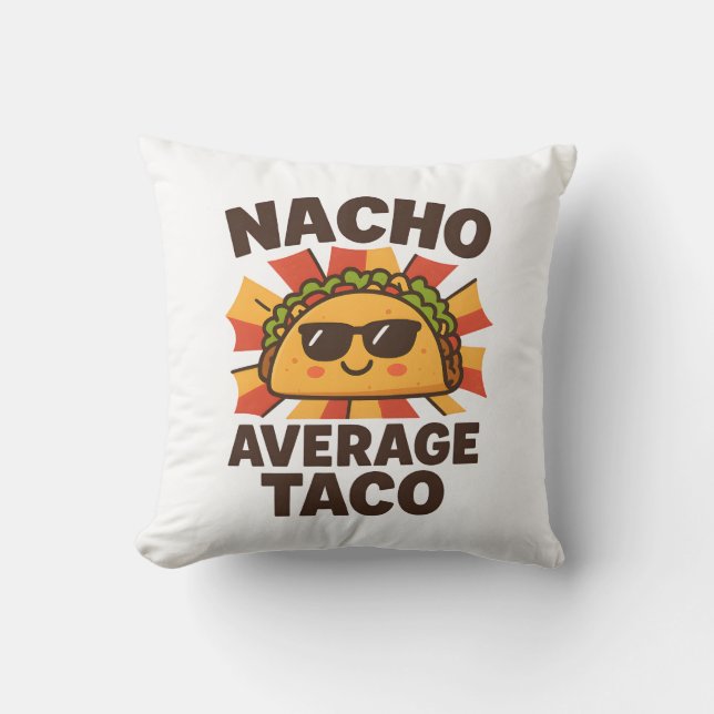 Geen Gewone Taco Grappig Eten Pun Comic Stijl Kussen (Voorkant)