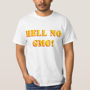 Geen GGO Stencil lettertype, voor en achter, Aange T-shirt