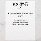 Geen GGO's voor de Gezondheid Voeding Promotional  Flyer (Achterkant)