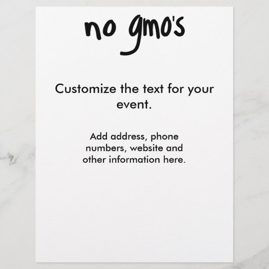 Geen GGO's voor de Gezondheid Voeding Promotional  Flyer (Achterkant)