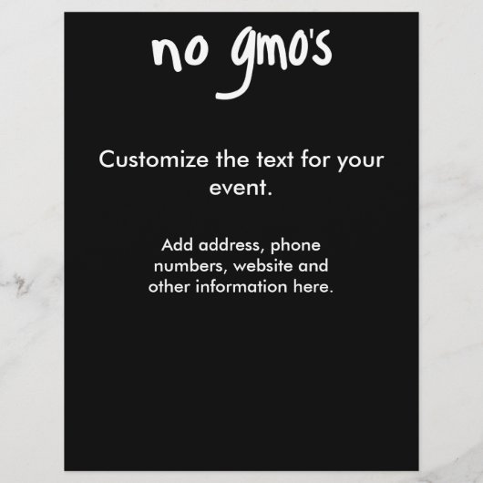 Geen GGO's voor gezonde voeding promotionele zwart Flyer (Achterkant)